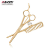Crystal Metal Barber Shop Hair Dresser Scissors Jewelry Necklace Comb Hair Salon Accessory