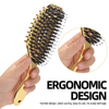 Barber Hollow Out Design Electroplate Soft Bristle Paddle Nylon Hair Brush Comb