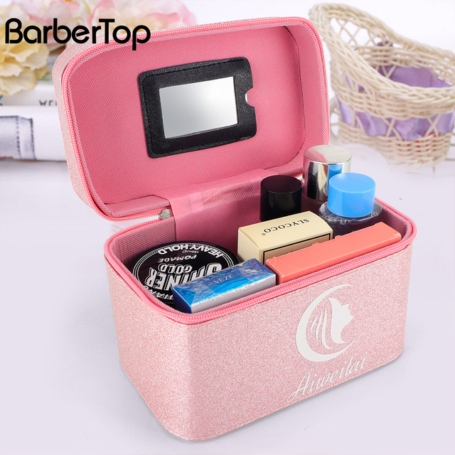 Portable Storage Box Organizer Custom Logo Travel Pink Large Capacity Makeup Bag