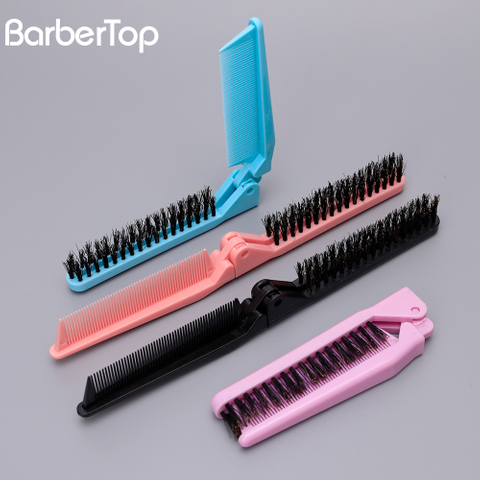 Custom Logo Salon Styling Hair Tooth Massage Travel Folding Brush Comb