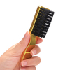 Custom Logo Gold Handle Nylon Bristle Brush Salon Barber Beard Styling Brush for Men