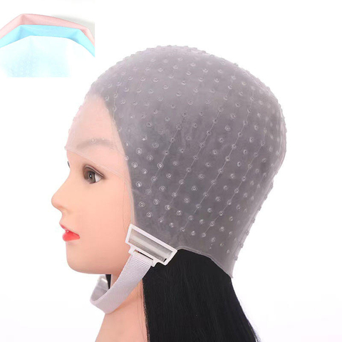 1 Pc Silicone Hair Highlights Cap With Needle Reusable Hair Coloring Cap Hair Dye Salon Tools