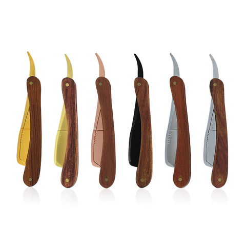 Wooden Trimmer Manual Shaver Professional Straight Edge Zinc Alloy Sharp Barber Razor Folding Shaving Knife Shave Beard