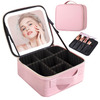 New Smart LED Makeup Bag With Mirror Large Capacity Professional Waterproof PU Leather Travel Cosmetic Case For Women