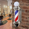 Barber Pole LED Light Rotating Hair Salon Shop Sign Light Waterproof Wall Mount Stripes with Ball for Party Hairdressing Outdoor