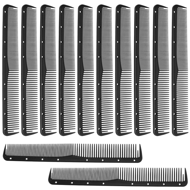 12 Pieces Carbon Fine Cutting Comb Carbon Fiber Salon Hairdressing Comb Hairdressing Comb Heat Resistant Barber Comb (Black)
