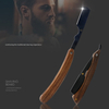 Gold Sandal Wood Handle Stainless Steel Folding Razor Hair Salon Hairdressing Shaving Hairdressing Knife Holder Gift Shaver
