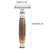 Classic Razor Wooden Handle Holder Men 's Shaving Face Razor Double Blades Safety Stainless Steel for Men Barber Straight Gift