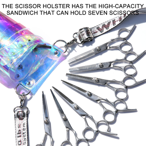Hairdressing Storage Scissors Bag Shiny PVC Bag with Belt Hairpin Tools