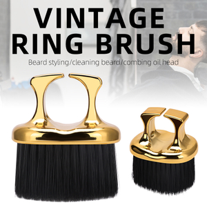 Small Ring Finger Mustache Brush Cleaning Nylon Bristle Ring Comb for Barber Hairdressing Tool