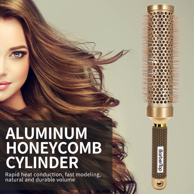 Professional Nylon Aluminum Cylinder Hairbrush Hair Salon Round Brush for Curling Styling Blow Drying