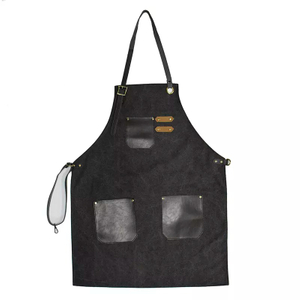 Cross Strap Black Canvas Barber Apron