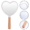 1pc Makeup Mirror Wooden Handle Handheld Cosmetic Mirror Heart Shape Fan Shape Mirror Round Square Mirror Salon Makeup Mirror