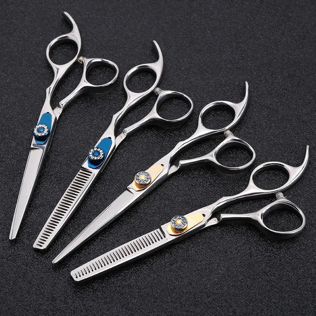 Professional Japan 440c 6 Inch Gem Hair Scissors Haircut Thinning Barber Makas Scisors Hair Cutting Shears Hairdresser Scissors