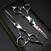 Professional Japan 440c steel 6 '' scissor Green gem hair scissors haircut thinning barber cutting shears hairdressing scissors