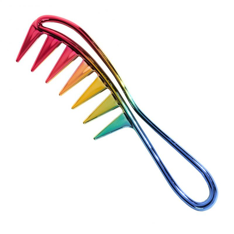 Wide Tooth Combs Colorful Electroplating Retro Oil Head Comb Men's Women Curly Detangle Hair Brush Hairdressing Styling Tool