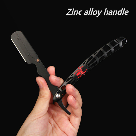 Men Shaving Barber Tools Hair Razor Black Folding Shaver Knife Zinc Alloy Straight safety razor Barbearia Holder gift