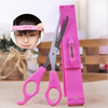 DIY Hair Cutting Pruning Bangs Hairdressing Women Pink Hair Cutting Scissor with Ruler Professional Barber Tools Accesorios