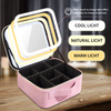 New Smart LED Makeup Bag With Mirror Large Capacity Professional Waterproof PU Leather Travel Cosmetic Case For Women