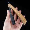 Gold Sandal Wood Handle Stainless Steel Folding Razor Hair Salon Hairdressing Shaving Hairdressing Knife Holder Gift Shaver