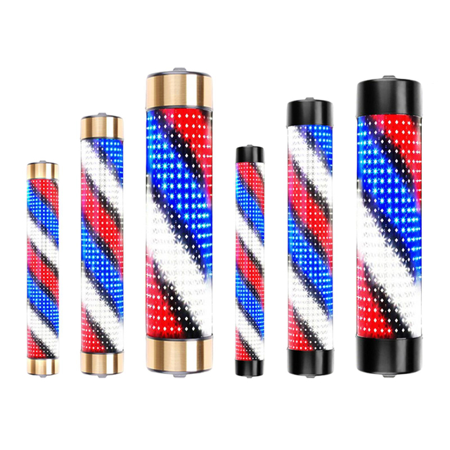 Waterproof Barber Shop Pole Rotating Light Hair Salon Indoor Neon Signs Wall Mounted Lighting Hairdressing Stripes Lights