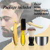 4pcs/set Razor Brush Beard Comb Stainless Steel Bubble Bowl Barber Tool Manual Classic Razor Gift Hairdressing Manual Shaver