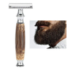Classic Razor Wooden Handle Holder Men 's Shaving Face Razor Double Blades Safety Stainless Steel for Men Barber Straight Gift