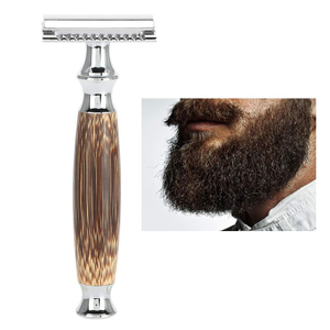 Classic Razor Wooden Handle Holder Men 's Shaving Face Razor Double Blades Safety Stainless Steel for Men Barber Straight Gift
