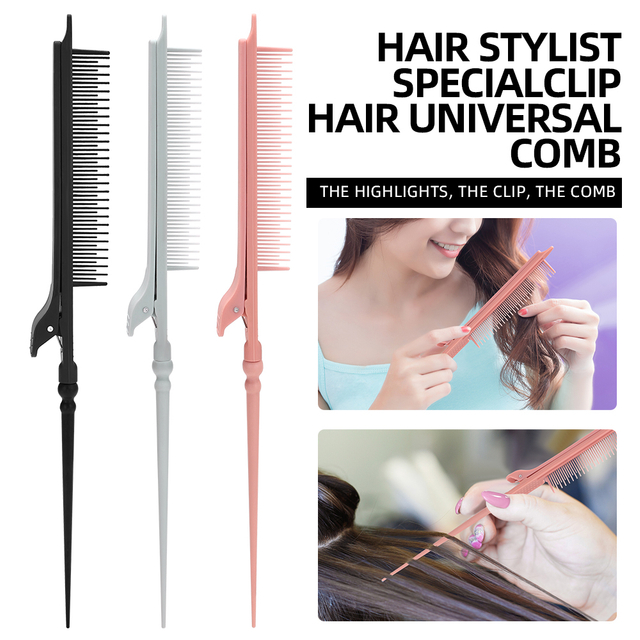 Barber Partition Comb Detachable Clip Stylist Hairbrush Edge Brush Universal Tail Comb 
