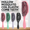 Pink Hollow Elastic Curl Defining Brush Frosted Material Curly Hair Styling Brush Scalp Massage Comb