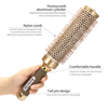 Professional Nylon Aluminum Cylinder Hairbrush Hair Salon Round Brush for Curling Styling Blow Drying