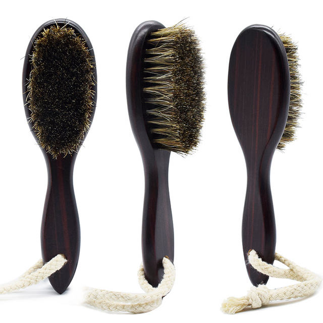 Hair Dressing Wooden Beard Brush with Handle for Men Boar Bristle Beard Brush