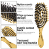 Barber Hollow Out Design Electroplate Soft Bristle Paddle Nylon Hair Brush Comb