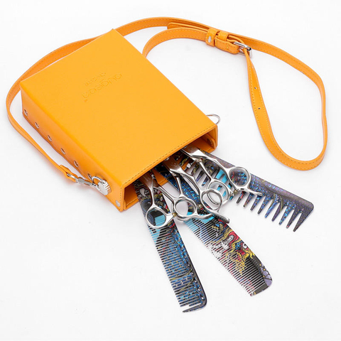 Professional Salon Leather Scissor Bag Portable Large Volume Scissors Comb Storage Pack