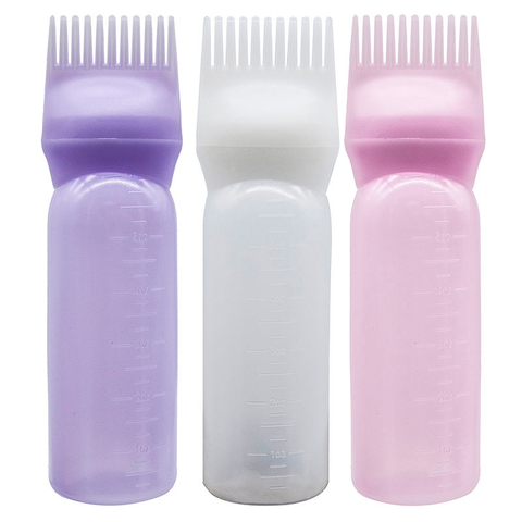 6 Ounce With Graduated Brush Comb for Dye Hair Special 200ml Salon Plastic Hair Comb Bottle