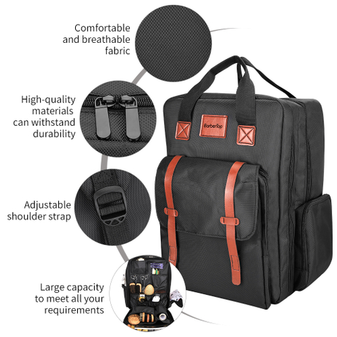 Hairdressing Tool Storage Backpack - Durable Barber Supplies Bag with Adjustable Compartments for Scissors, Brushes & Salon Accessories