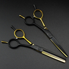 professional Japan 440c 5.5 '' Gold&black hair cutting scissors haircut thinning barber haircutting shears Hairdresser scissors