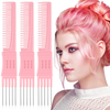3 Pack Carbon Lift Teasing Combs with Metal Prong, Salon Teasing Back Combs Carbon Comb with Stainless Steel Lift