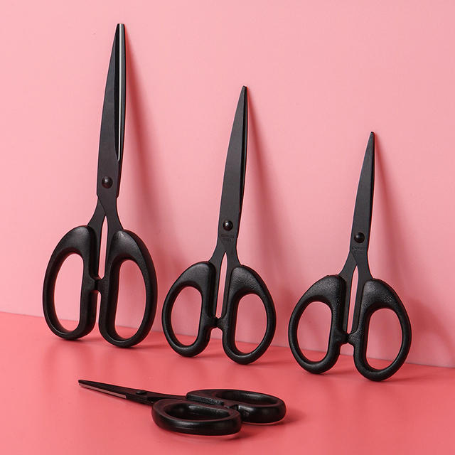 Stainless Steel Sewing Scissors Blade Safe Cutter Black Coating Non-Stick For Paper Hand Craft Scissors Stationery Scissors