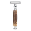 Classic Razor Wooden Handle Holder Men 's Shaving Face Razor Double Blades Safety Stainless Steel for Men Barber Straight Gift