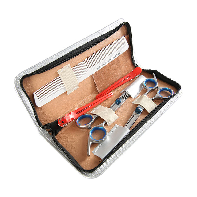 Hairdressing Tools Fashion Portable Scissors Comb Clip Five-piece Easy Storage PU Leather Scissors Storage Bag