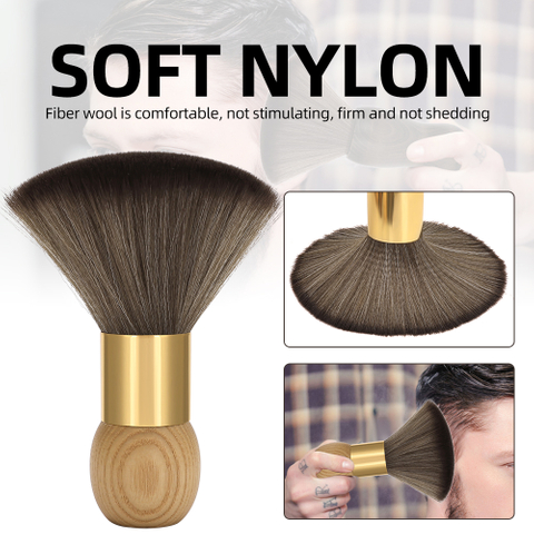 New Product Soft Nylon Hair Dust Brush Neck Face Duster Salon Hair Cut Tools Wooden Handle Neck Duster