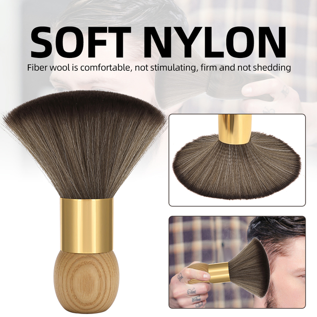 New Product Soft Nylon Hair Dust Brush Neck Face Duster Salon Hair Cut Tools Wooden Handle Neck Duster