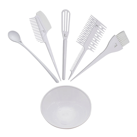 6Pcs/set Professional Plastic Hairdressing Brushes Bowl Salon Hair Color Kit Dye Hair Tint Tool Set