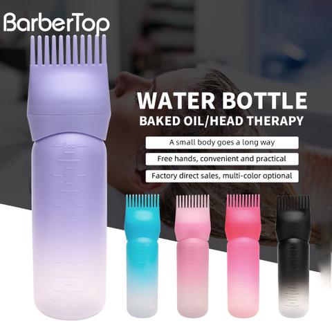 6oz Salon Plastic Baked Oil Head Therapy Empty Graduated Color Hair Dye Bottle