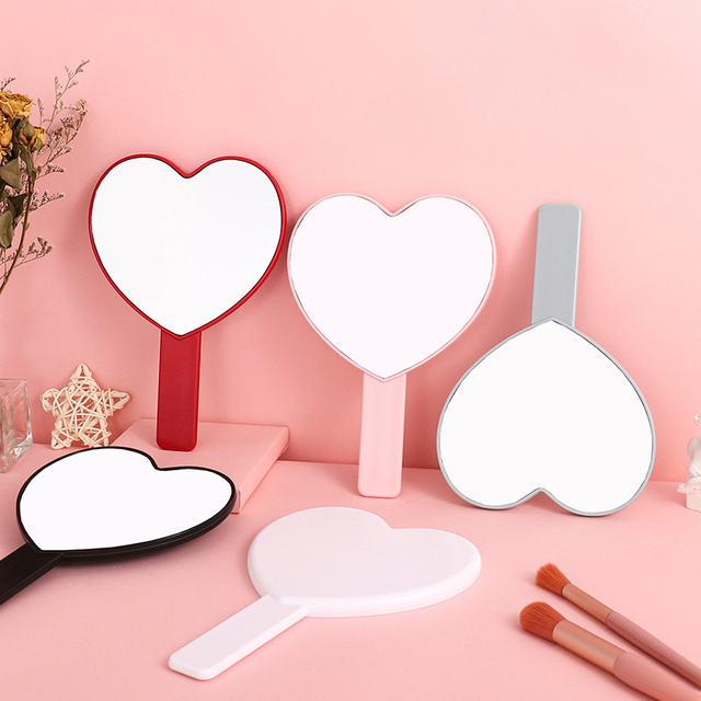 Handheld Makeup Mirror Heart-Shaped Makeup Vanity Mirror SPA Salon Compact Mirrors Cosmetic Mirror for Women