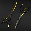 professional Japan 440c 5.5 '' Gold&black hair cutting scissors haircut thinning barber haircutting shears Hairdresser scissors