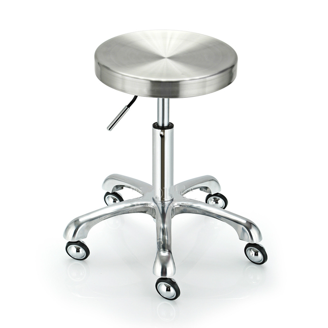Explosion Proof Stainless Steel Cosmetology Stool Lifted And Rotation Barber Stool Slidable Staff Chair Simple Style Bar Chair