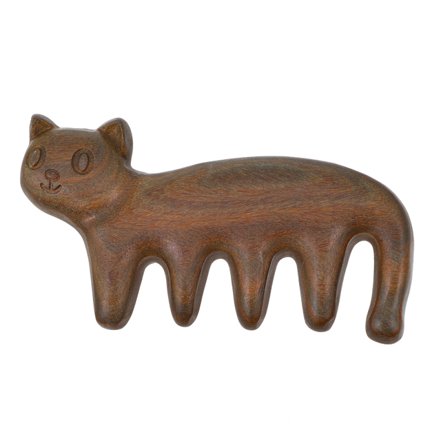 1pc Cat Shaped Massage Comb Wooden Massage Comb Mini Handheld Massage Comb Acupoint Massager Meridian Comb 9x5cm