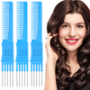 3 Pack Carbon Lift Teasing Combs with Metal Prong, Salon Teasing Back Combs Carbon Comb with Stainless Steel Lift
